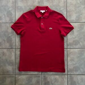 Lacoste Men's Polo Slim Fit Shirt in Rich Red size Large